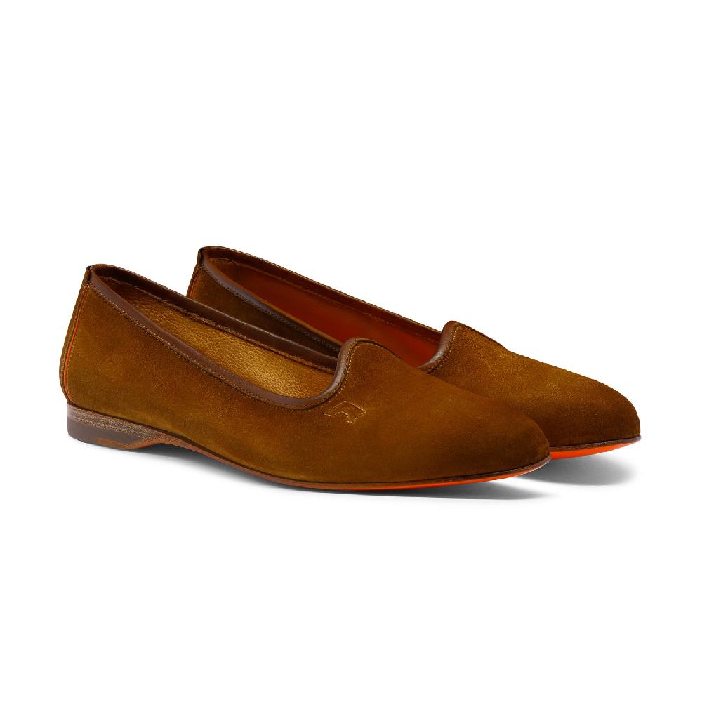 Santoni Mocassino da donna in suede marrone Spedizione Gratuita