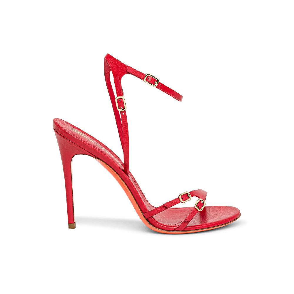 Santoni Sandalo tacco alto da donna in pelle rossa Pezzi Unici