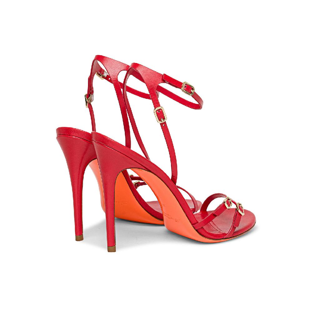 Santoni Sandalo tacco alto da donna in pelle rossa Pezzi Unici