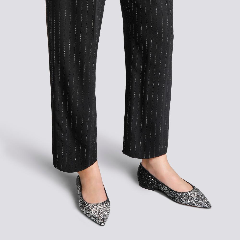 Santoni Ballerina da donna in suede e strass neri Soddisfazione Garantita