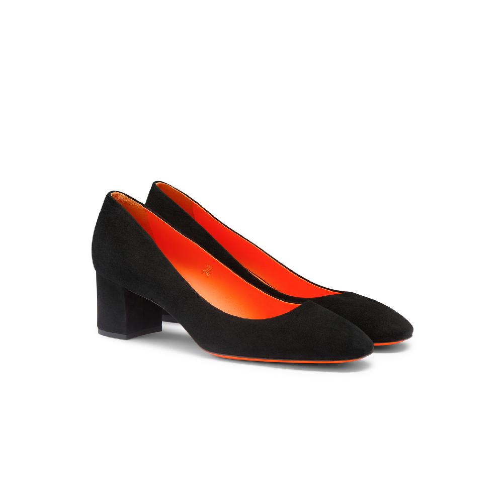 Santoni Décolletés tacco basso da donna in suede nero Promozione Limitata