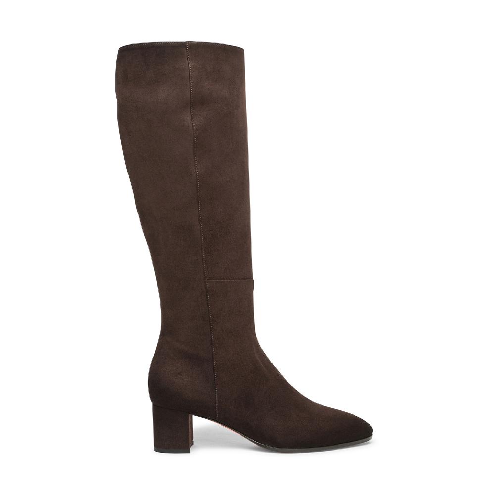 Santoni Stivale tacco medio da donna in suede testa di moro Shopping Online