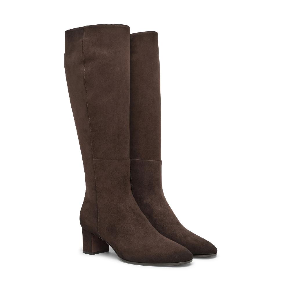 Santoni Stivale tacco medio da donna in suede testa di moro Shopping Online