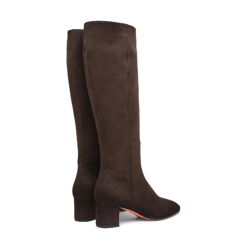 Santoni Stivale tacco medio da donna in suede testa di moro Shopping Online