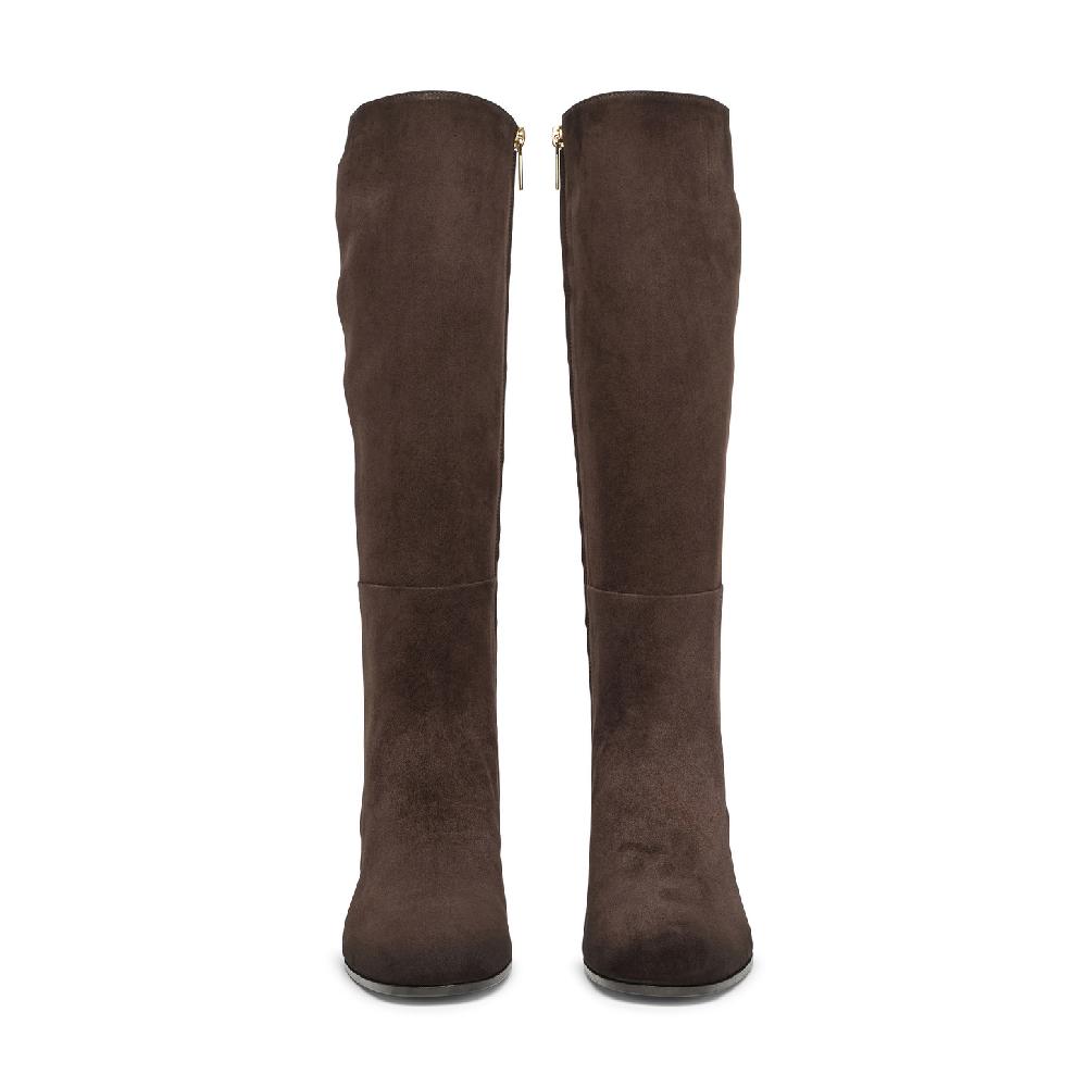 Santoni Stivale tacco medio da donna in suede testa di moro Shopping Online