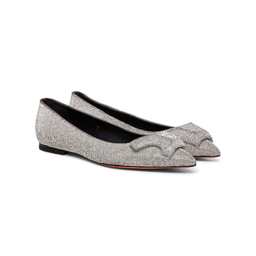 Santoni Ballerina da donna in strass argento Affare Del Giorno