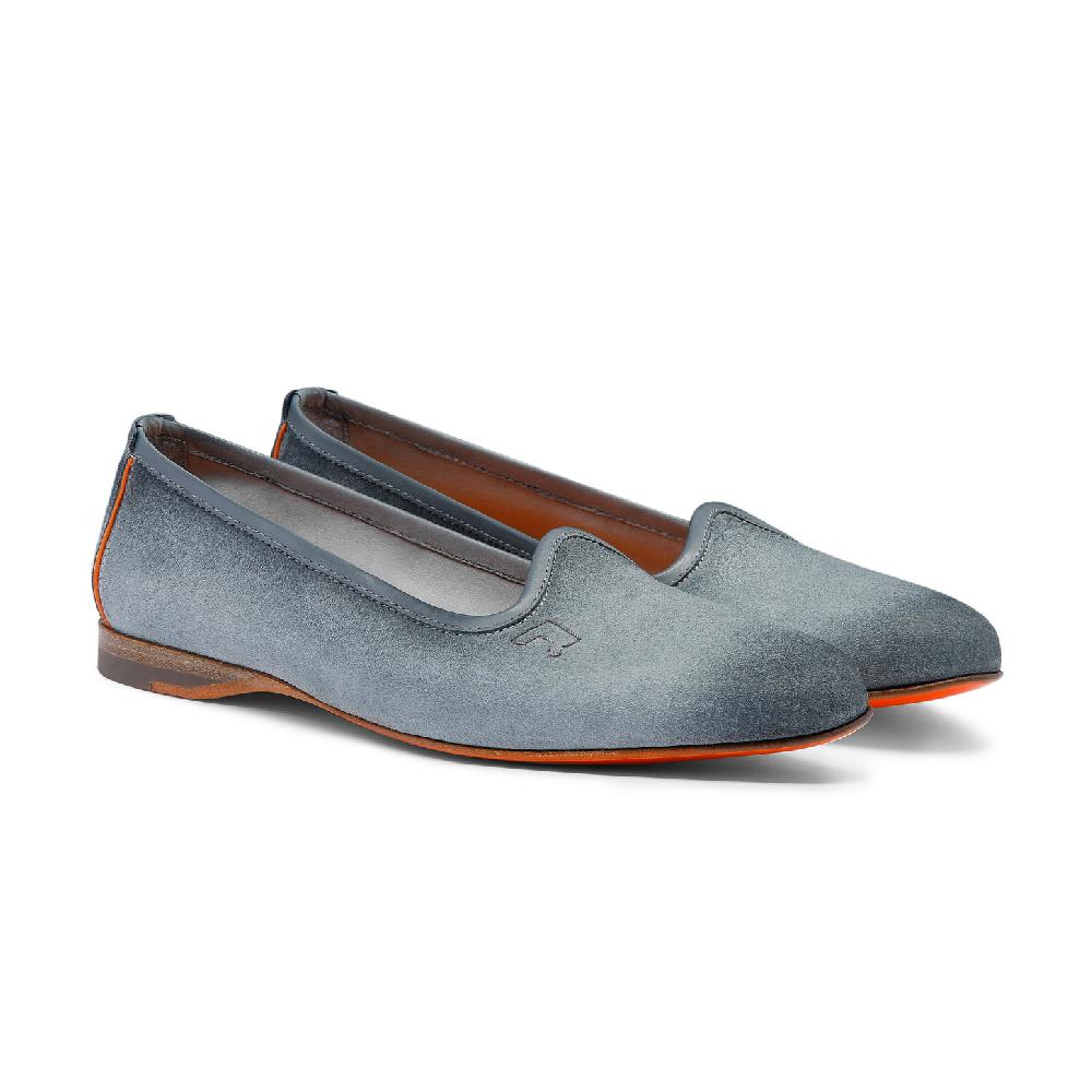 Santoni Mocassino da donna in suede azzurro Convenienza