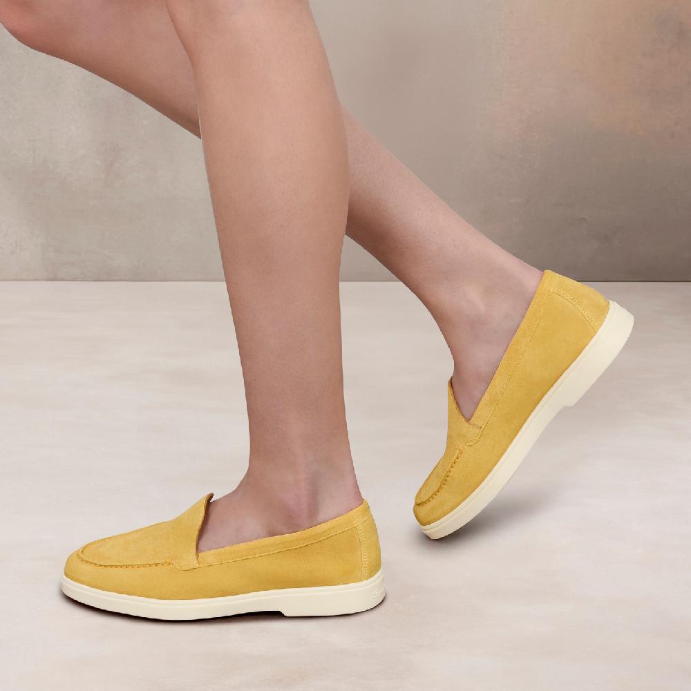 Santoni Mocassino da donna in suede giallo Economico