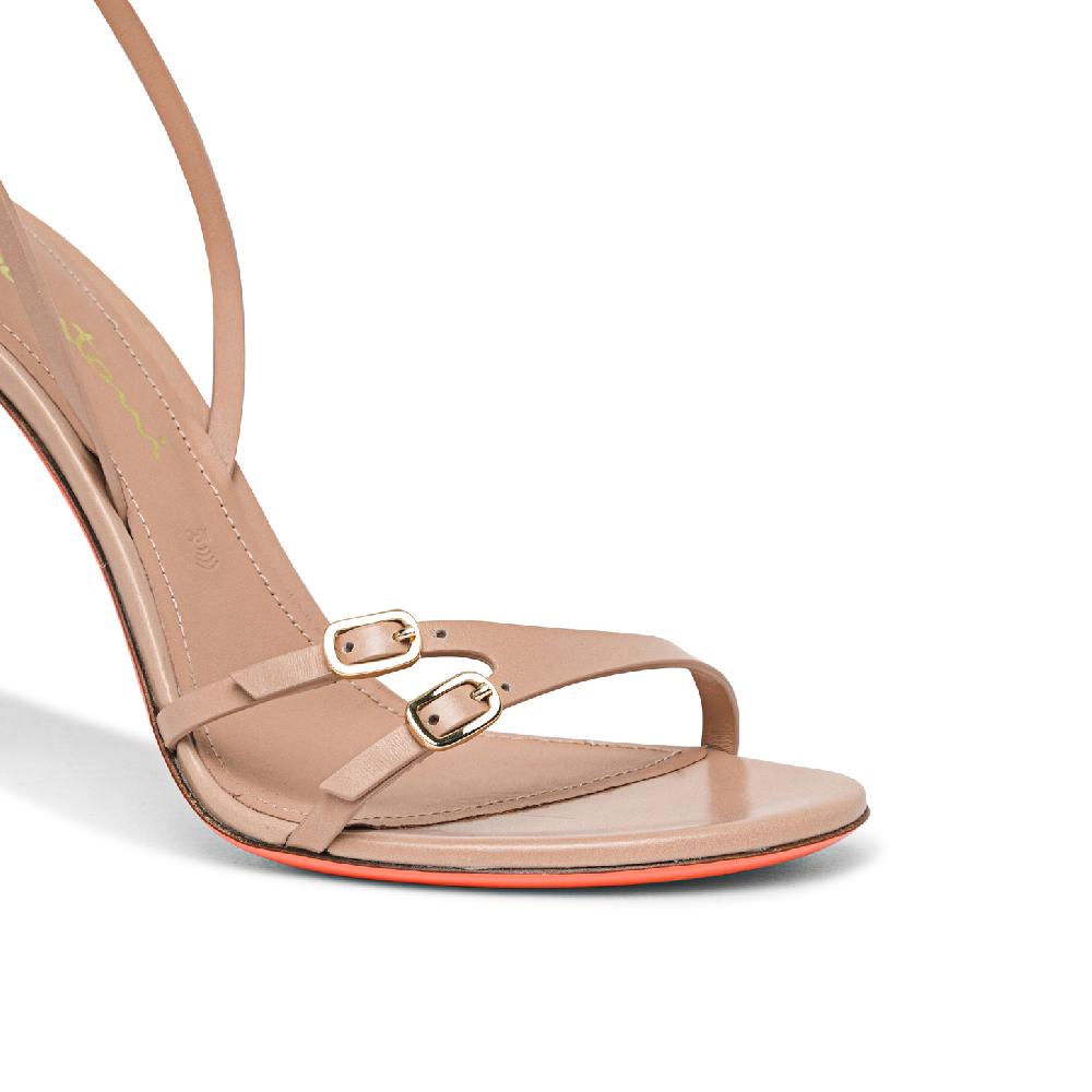 Santoni Sandalo tacco alto da donna in pelle rosa Vendita Calda
