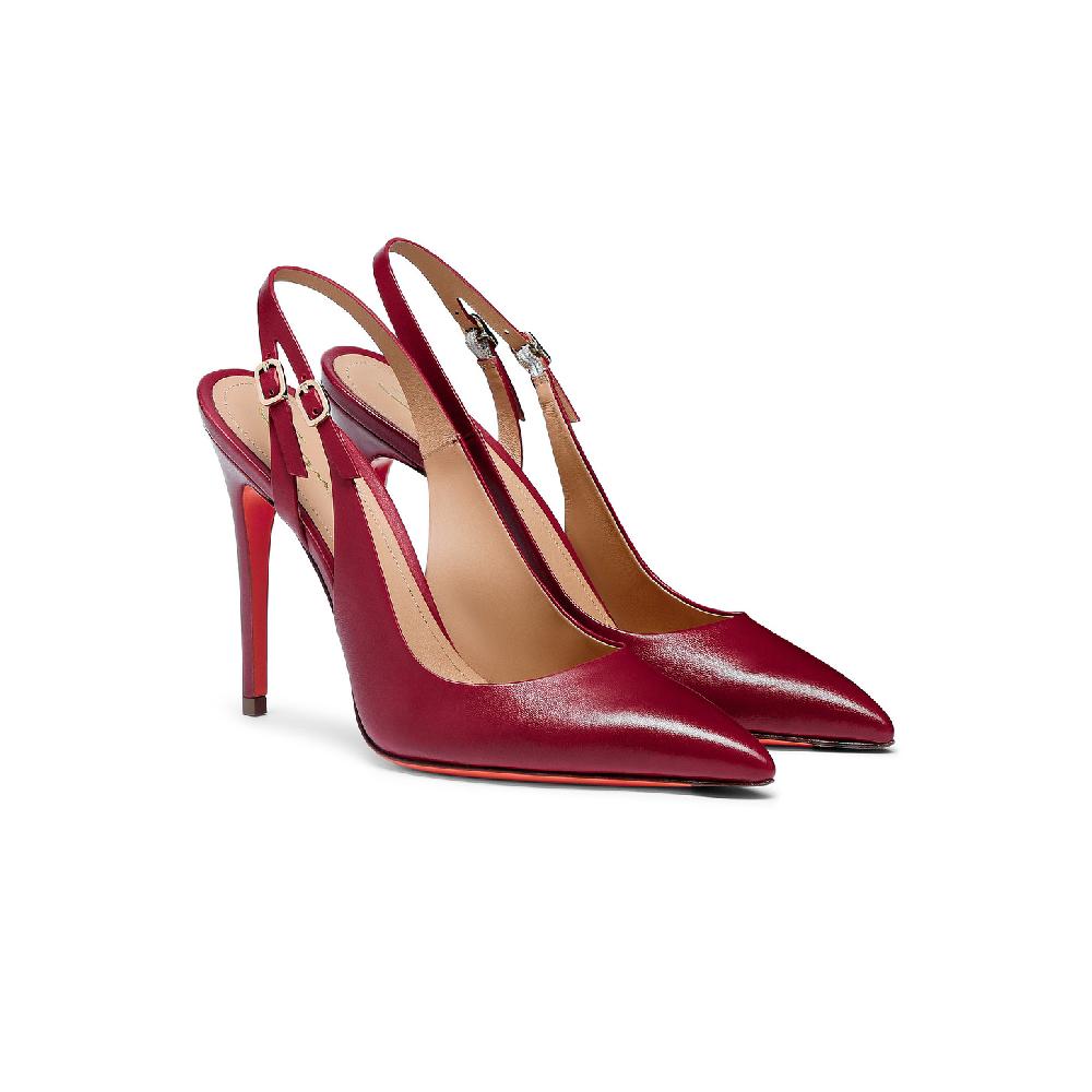 Santoni Slingback tacco alto da donna in pelle rossa Negozio