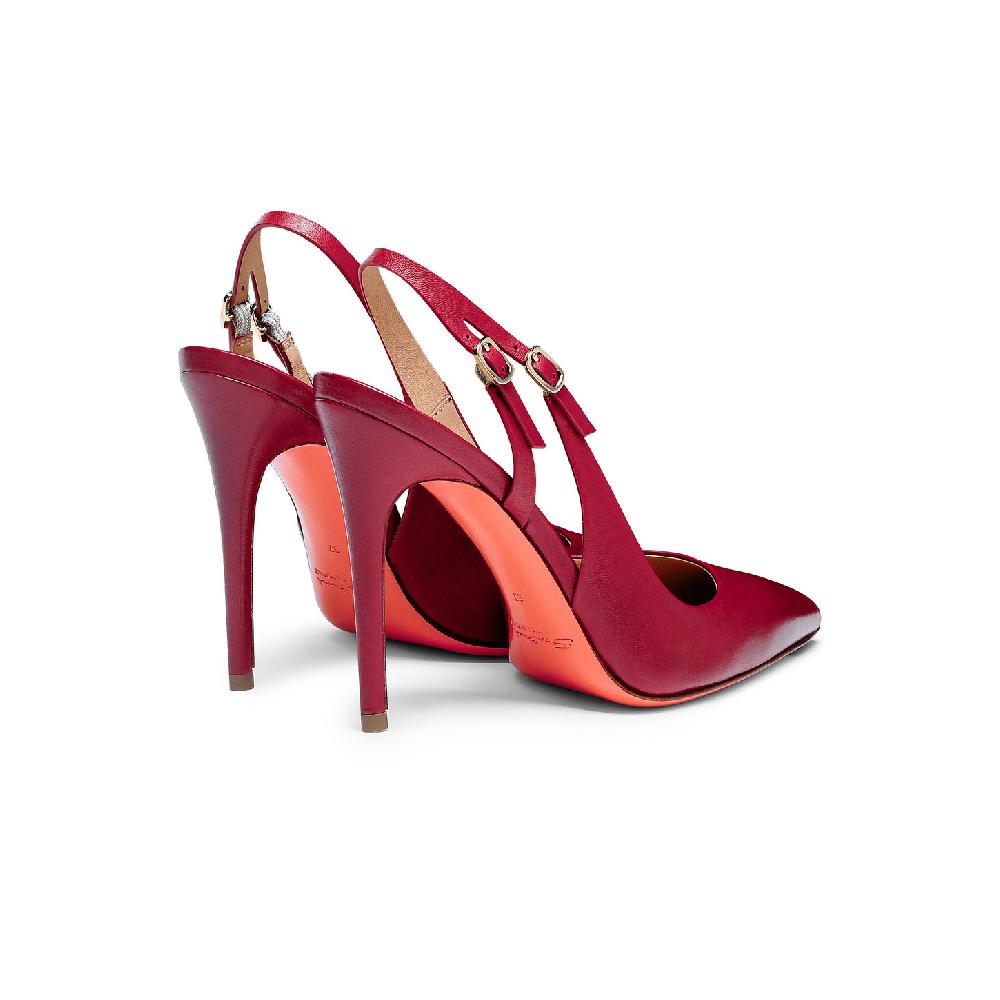 Santoni Slingback tacco alto da donna in pelle rossa Negozio