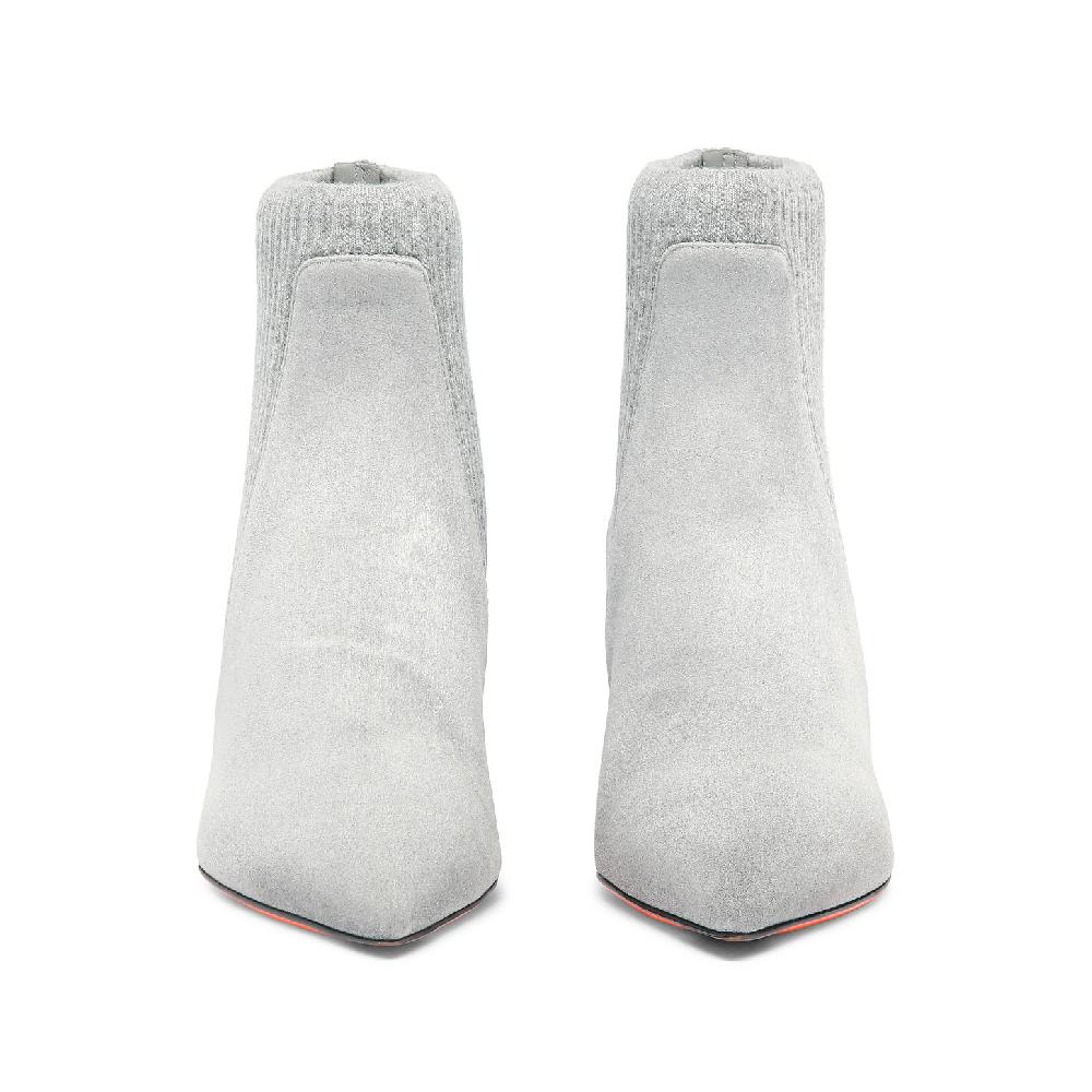 Santoni Stivaletto tacco basso con calzino da donna in suede grigio In Saldo