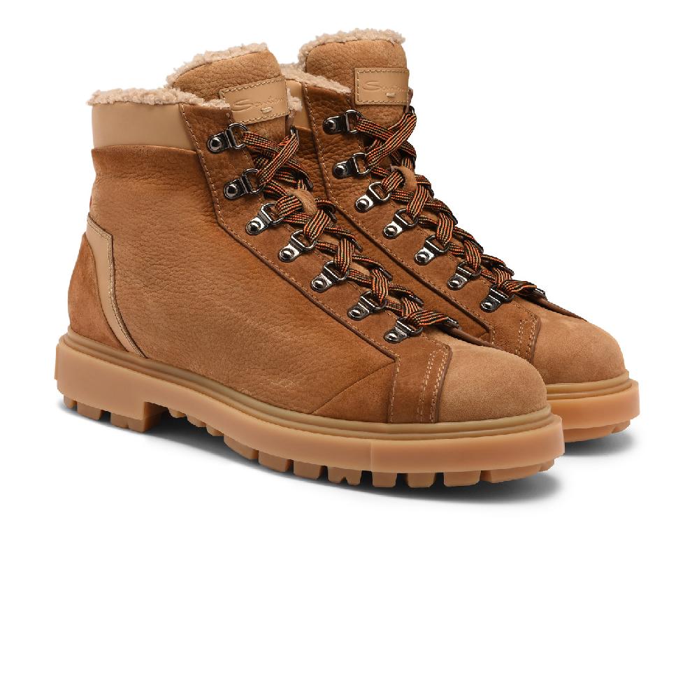 Santoni Scarponcino da montagna da uomo in nabuk marrone Consegna Veloce