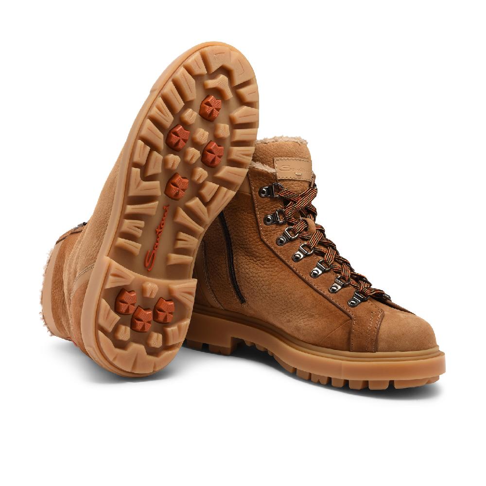 Santoni Scarponcino da montagna da uomo in nabuk marrone Consegna Veloce