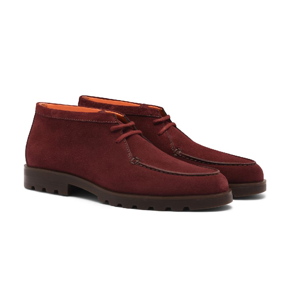 Santoni Stivaletto desert da uomo in suede rosso Affare Del Giorno