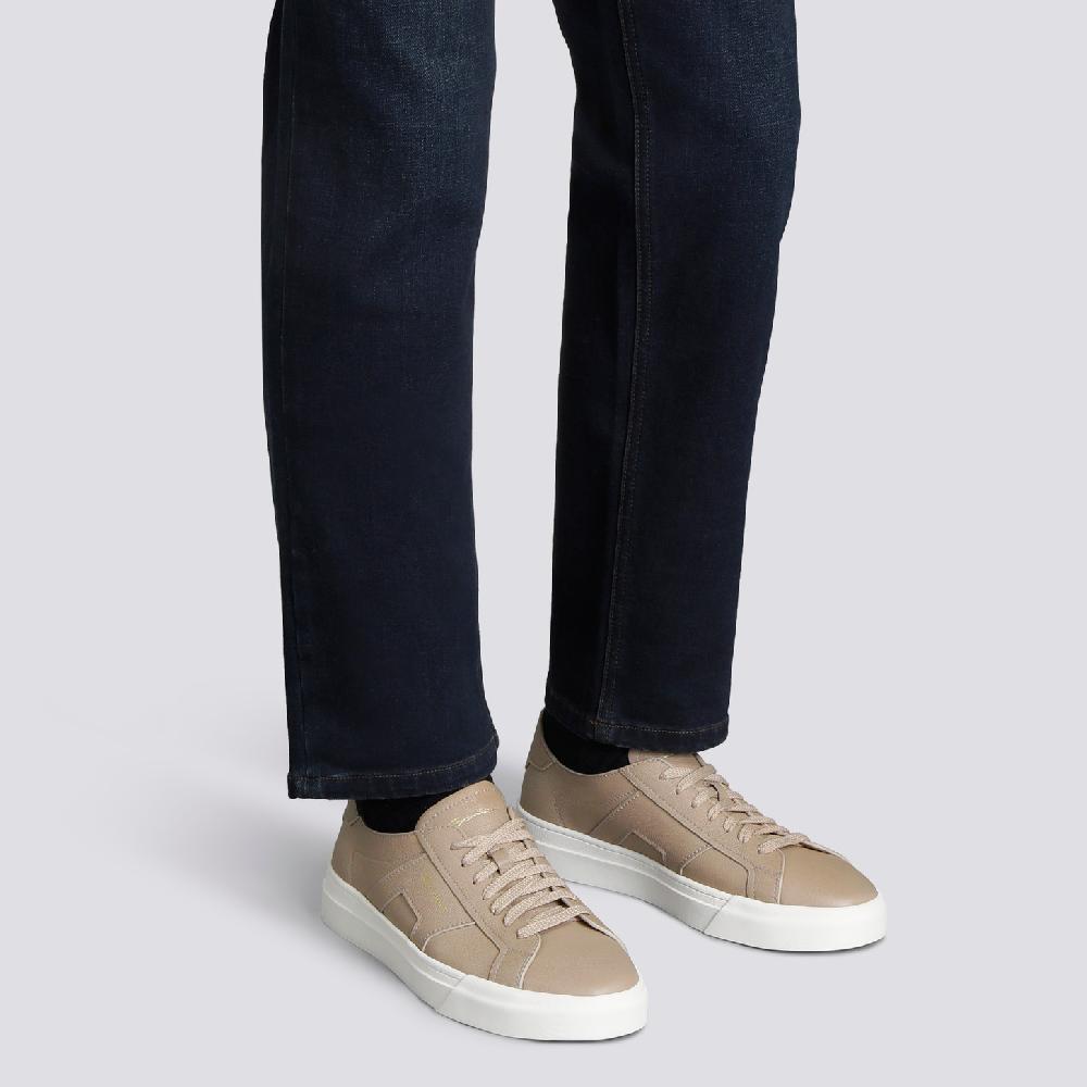 Santoni Double Buckle Sneaker da uomo in pelle bottalata beige Online