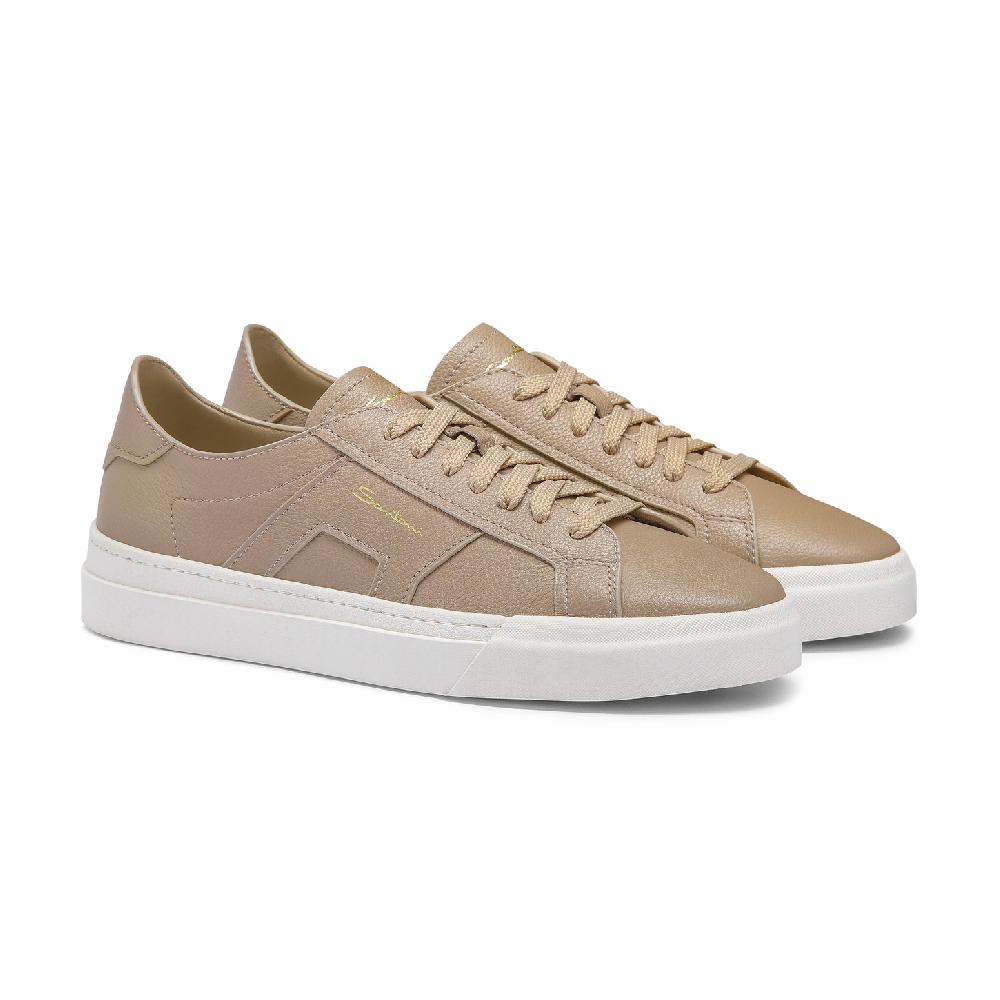 Santoni Double Buckle Sneaker da uomo in pelle bottalata beige Online