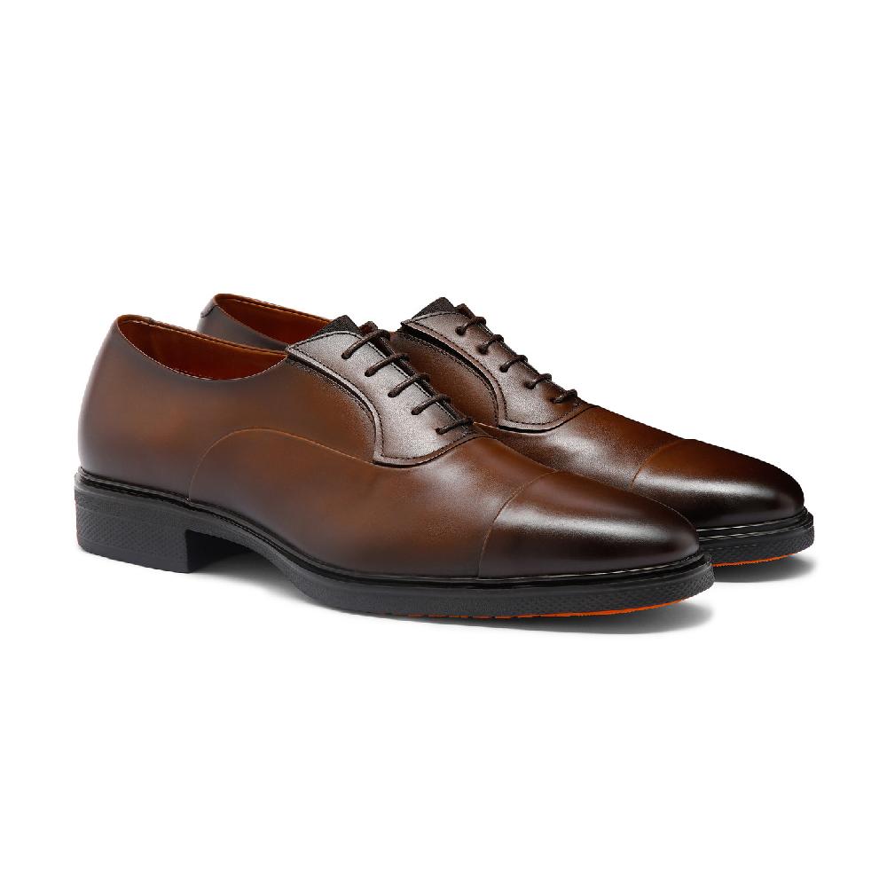 Santoni Stringata Easy da uomo in pelle testa di moro In Vendita