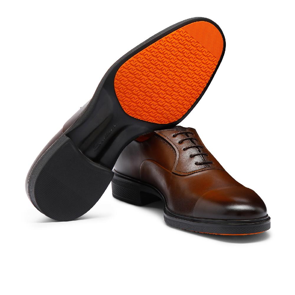 Santoni Stringata Easy da uomo in pelle testa di moro In Vendita