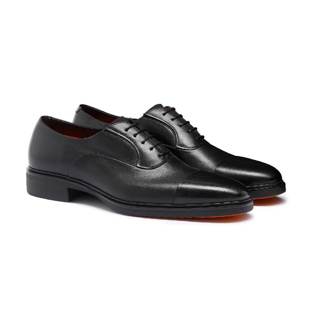Santoni Stringata Easy da uomo in pelle nera Saldi