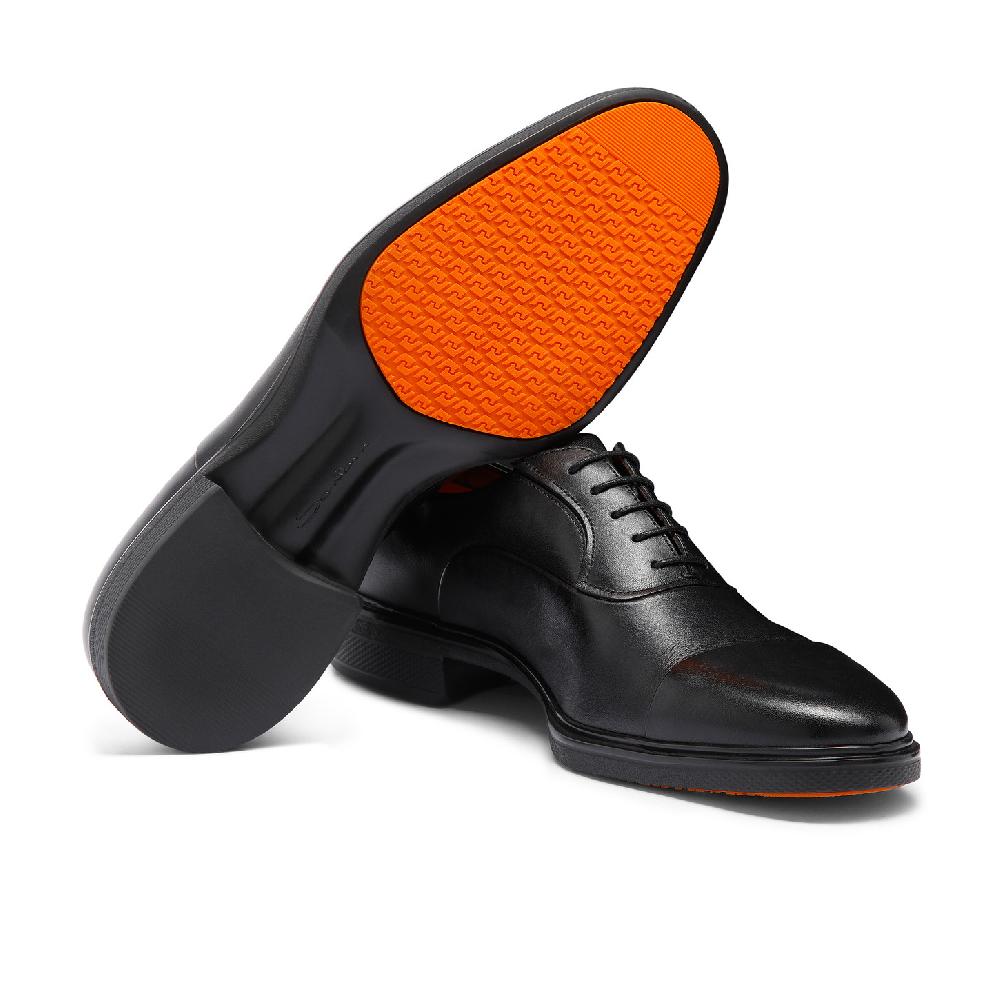 Santoni Stringata Easy da uomo in pelle nera Saldi