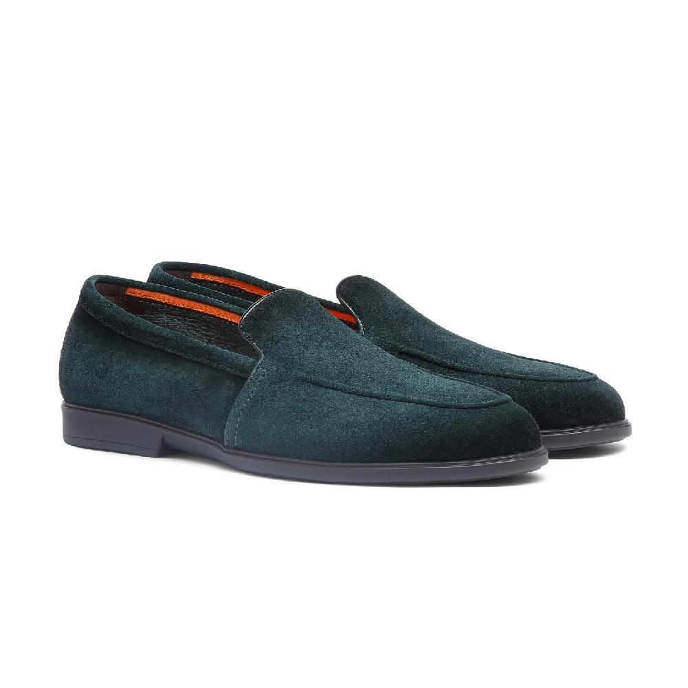 Santoni Mocassino da uomo in suede verde scuro Vendita Calda