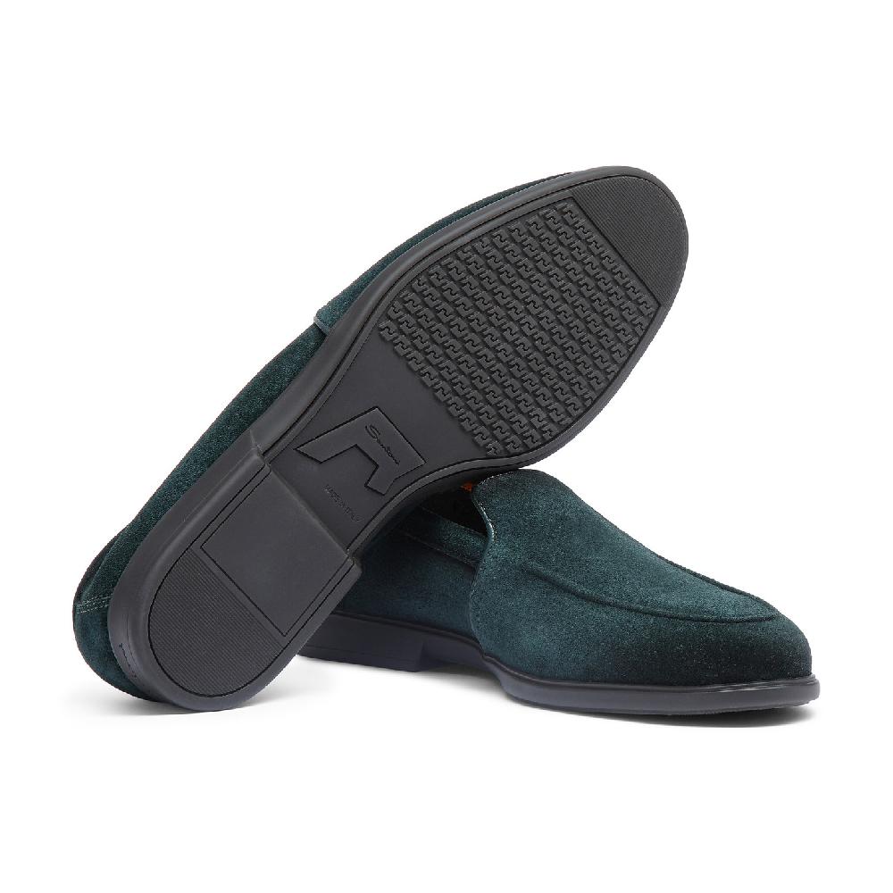 Santoni Mocassino da uomo in suede verde scuro Vendita Calda