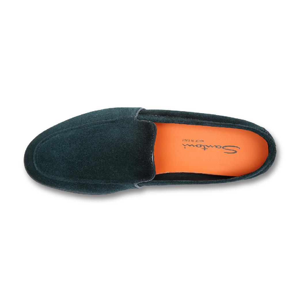 Santoni Mocassino da uomo in suede verde scuro Vendita Calda