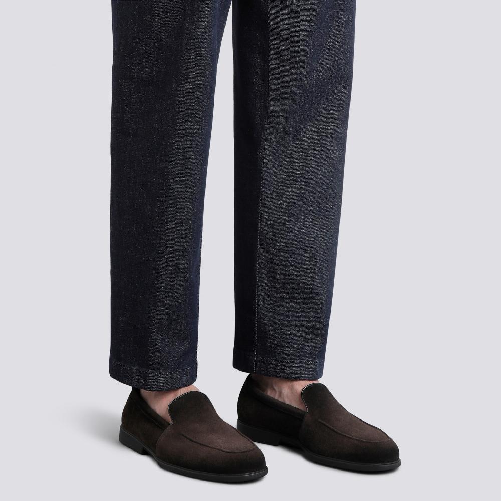Santoni Mocassino da uomo in suede testa di moro Vendita Economica