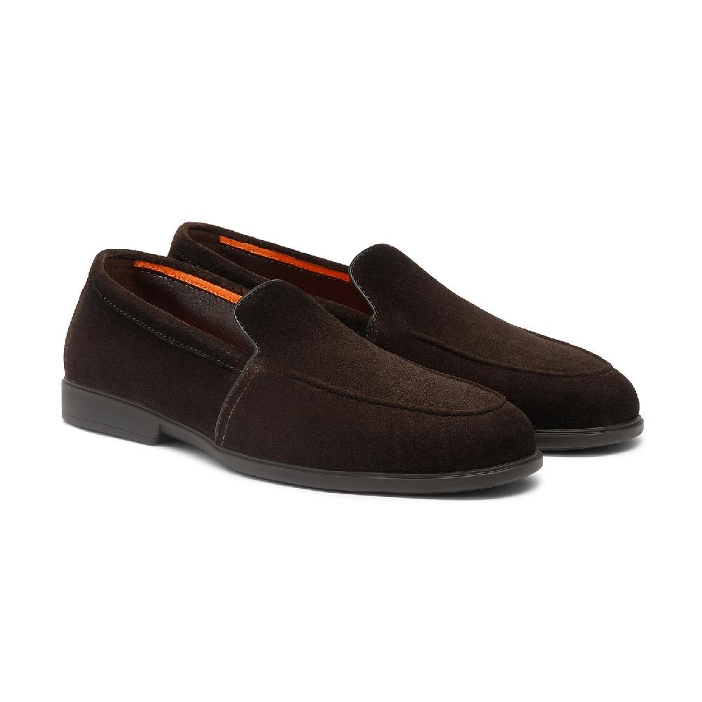 Santoni Mocassino da uomo in suede testa di moro Vendita Economica