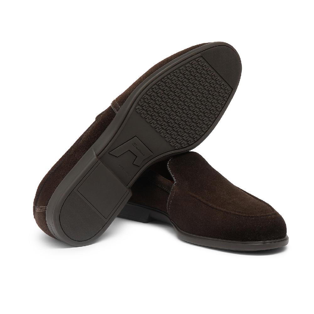 Santoni Mocassino da uomo in suede testa di moro Vendita Economica