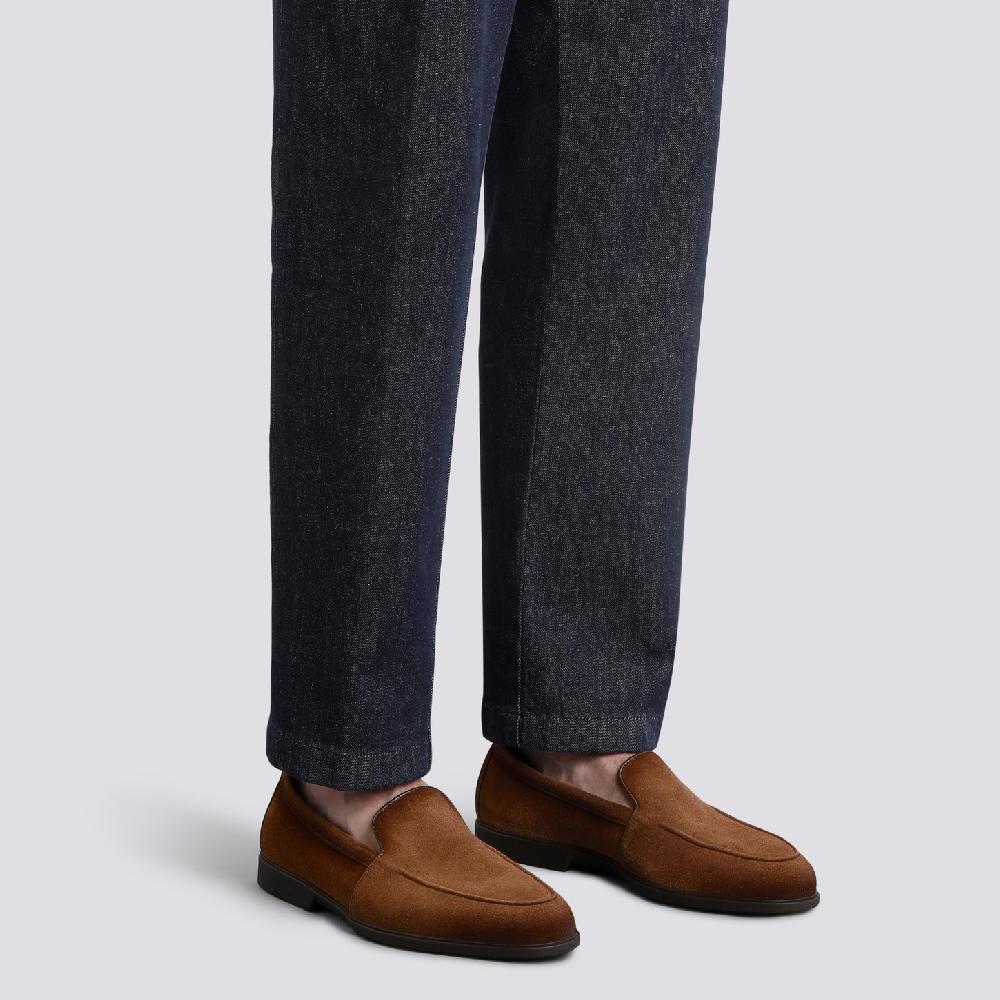 Santoni Mocassino da uomo in suede marrone chiaro Saldi Di Fabbrica
