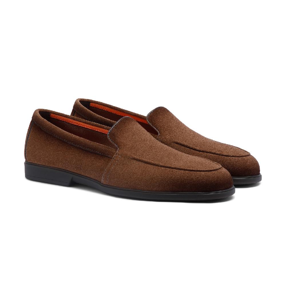 Santoni Mocassino da uomo in suede marrone chiaro Saldi Di Fabbrica
