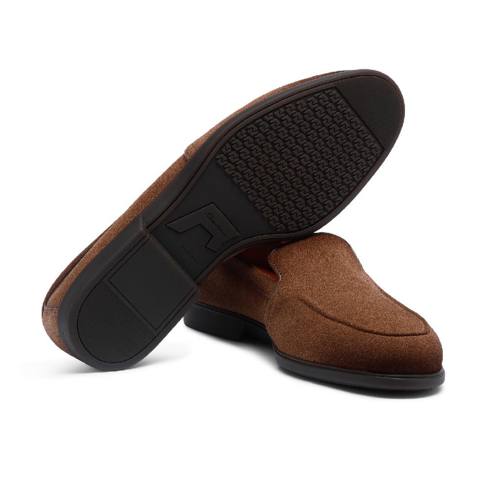 Santoni Mocassino da uomo in suede marrone chiaro Saldi Di Fabbrica