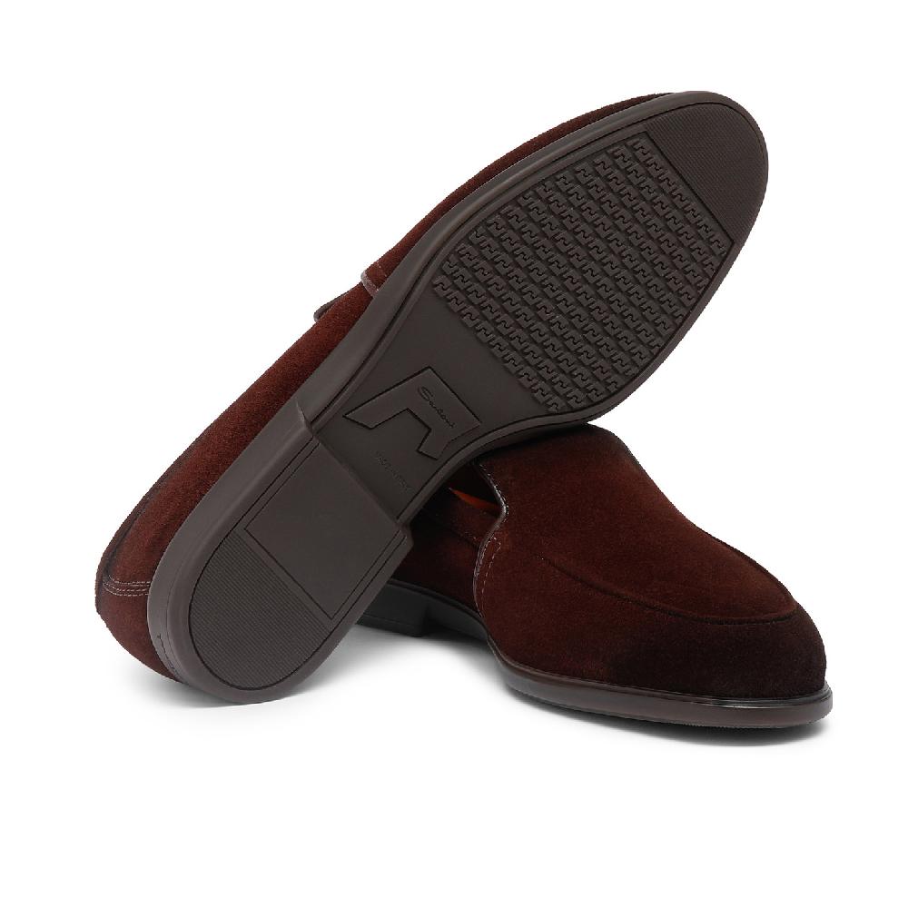 Santoni Mocassino da uomo in suede bordeaux 50% di sconto con spedizione gratuita