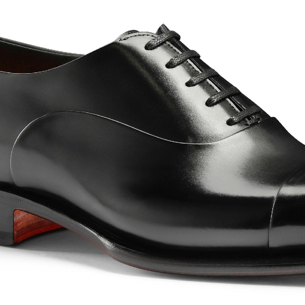 Santoni Stringata oxford da uomo in pelle anticata nera Moda