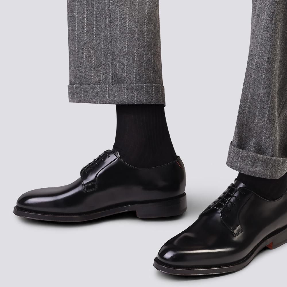 Santoni Stringata derby da uomo in pelle anticata nera Italy