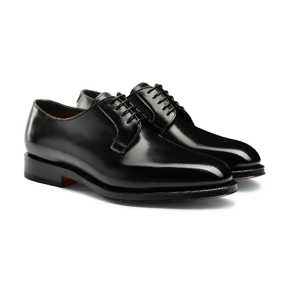 Santoni Stringata derby da uomo in pelle anticata nera Italy