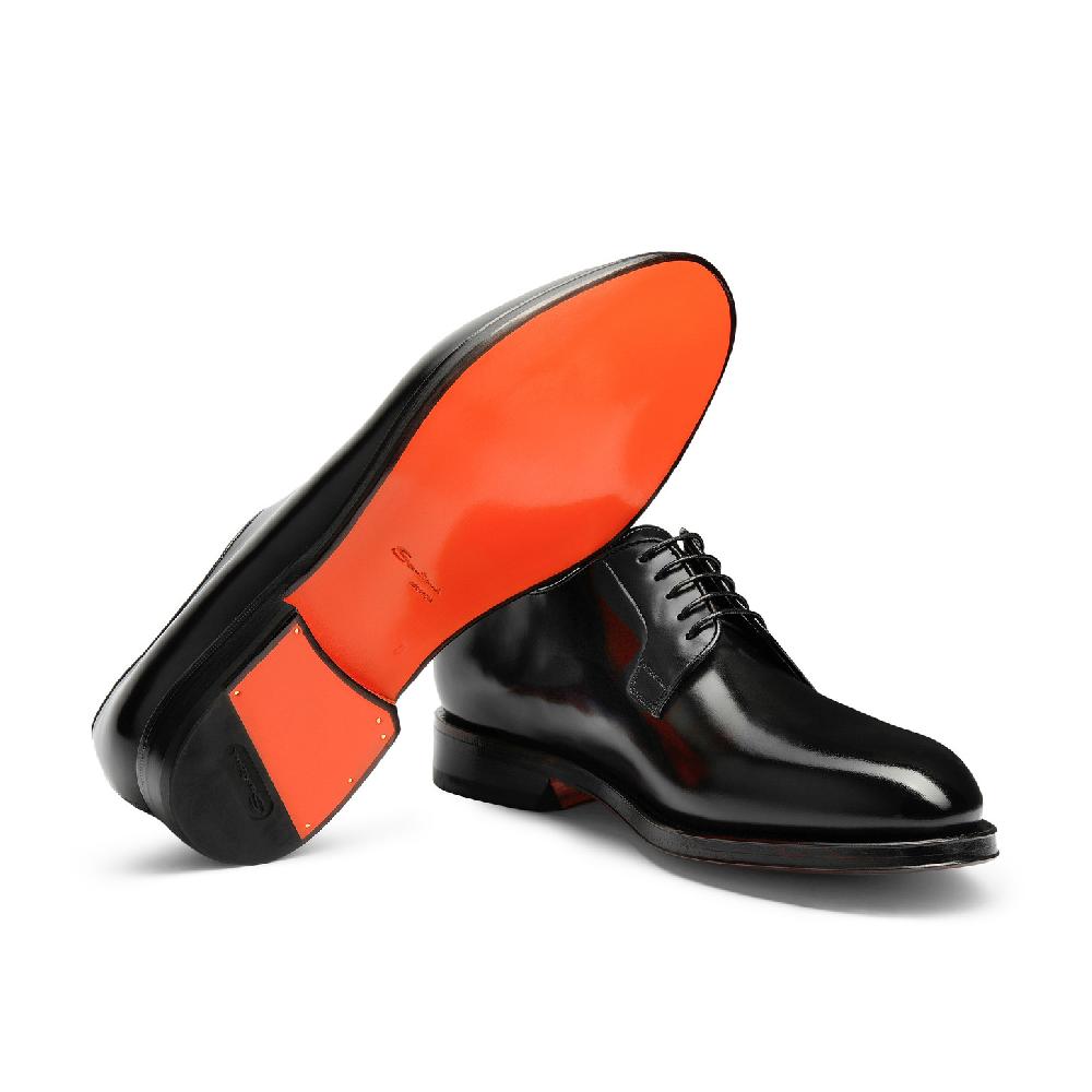 Santoni Stringata derby da uomo in pelle anticata nera Italy