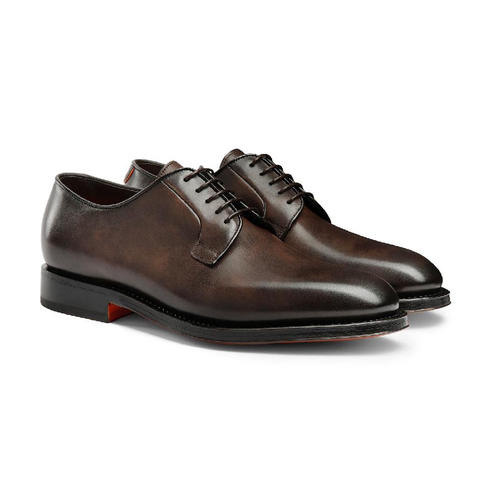 Santoni Stringata derby da uomo in pelle anticata marrone Italia