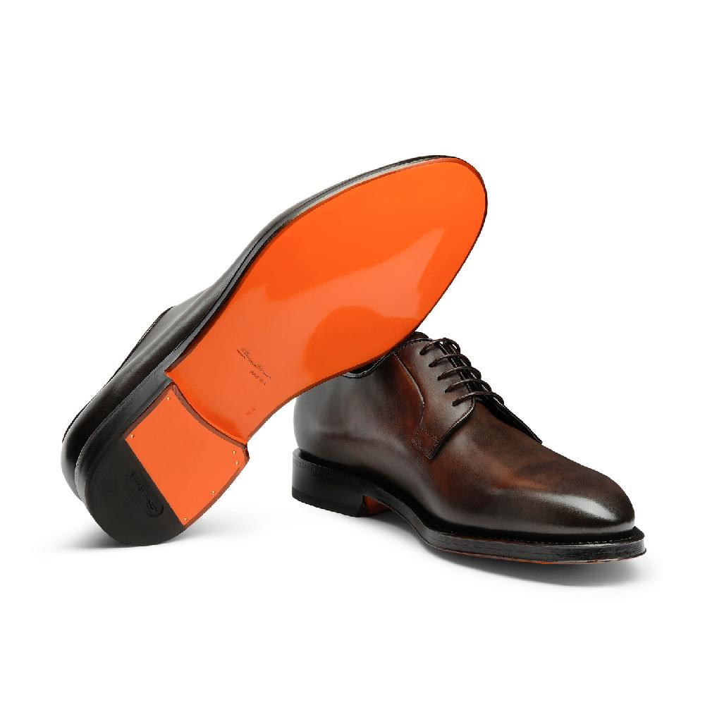 Santoni Stringata derby da uomo in pelle anticata marrone Italia