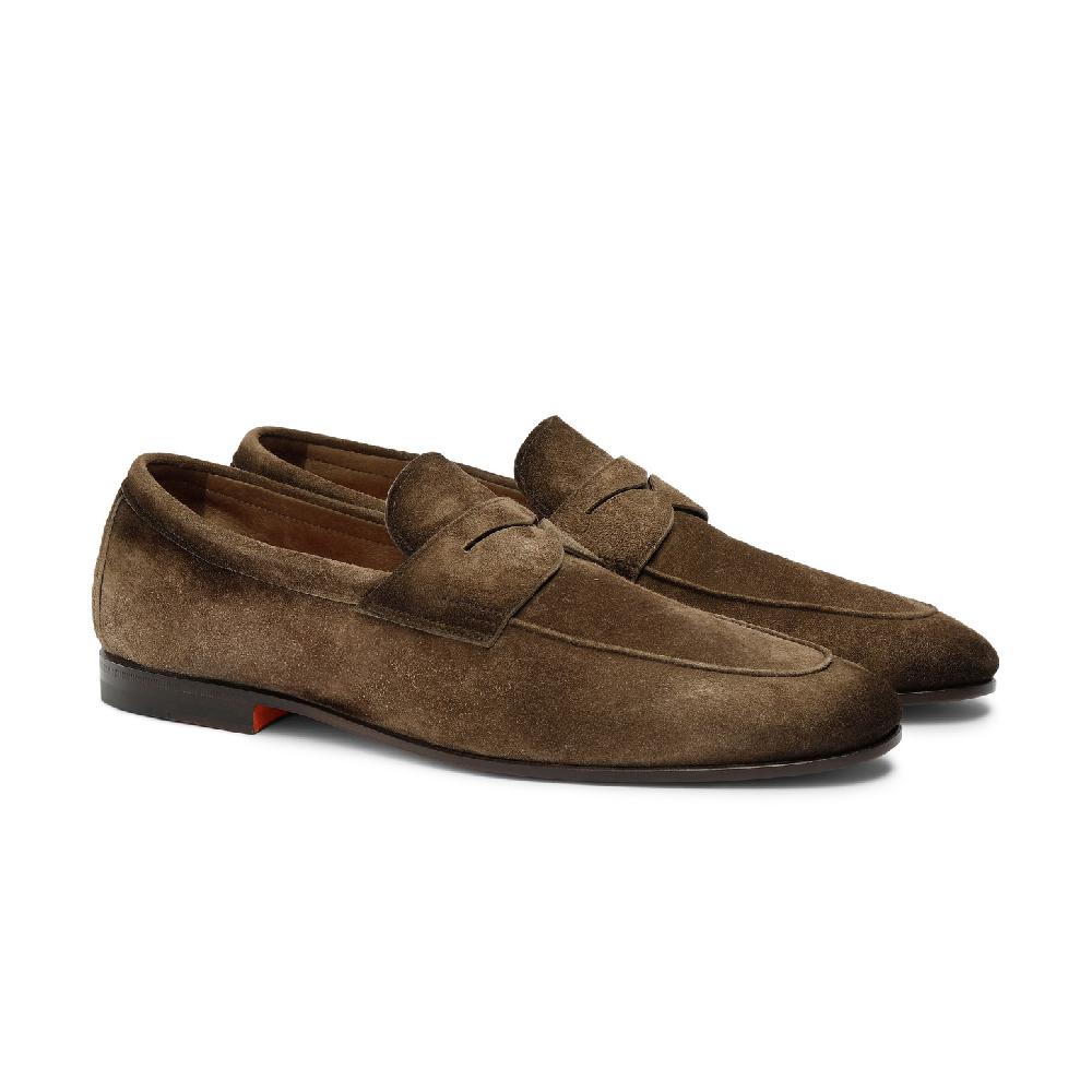 Santoni Mocassino Carlo da uomo in suede marrone 2025