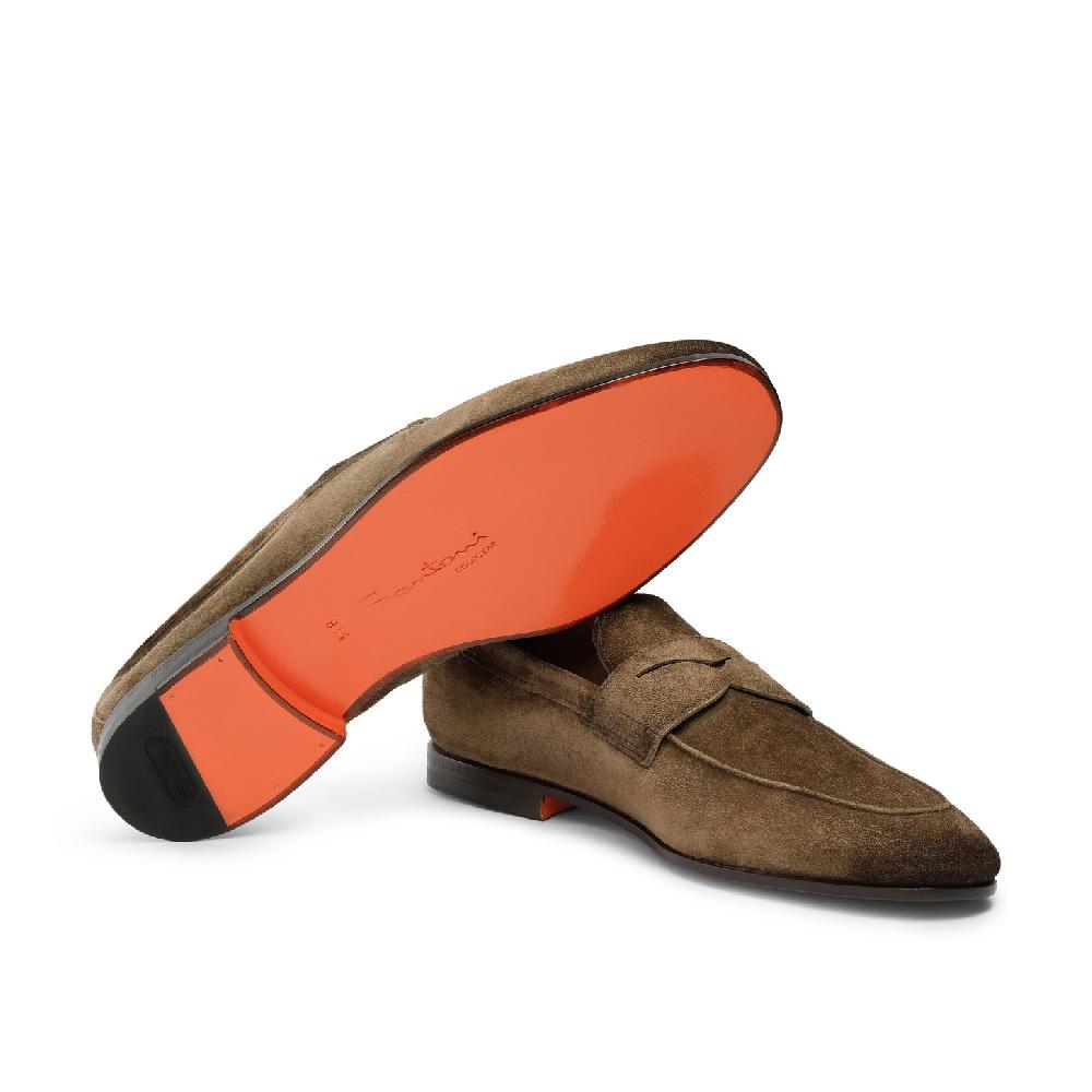 Santoni Mocassino Carlo da uomo in suede marrone 2025