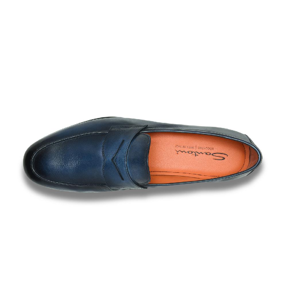 Santoni Mocassino Carlo da uomo in pelle blu Qualità