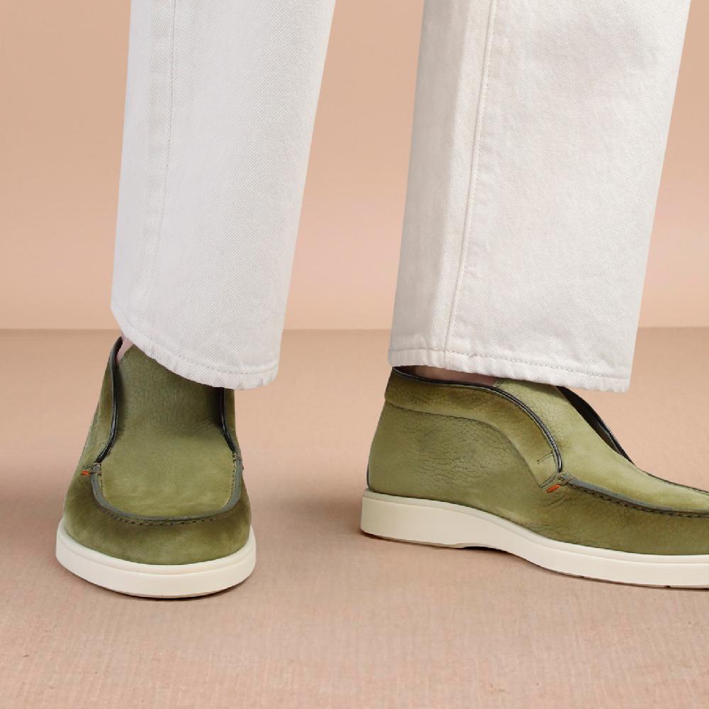 Santoni Stivaletto desert da uomo in nabuk verde Soddisfazione Garantita