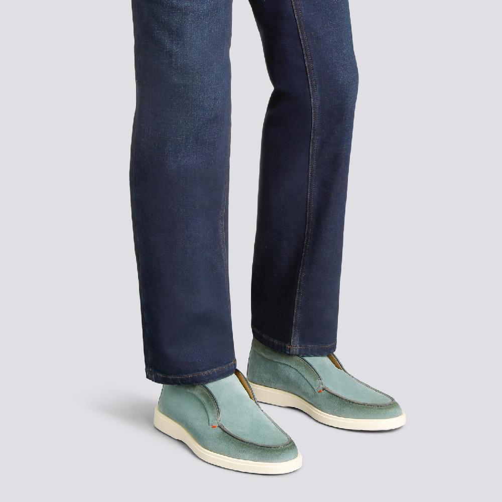 Santoni Stivaletto desert da uomo in suede petrolio Negozi Online