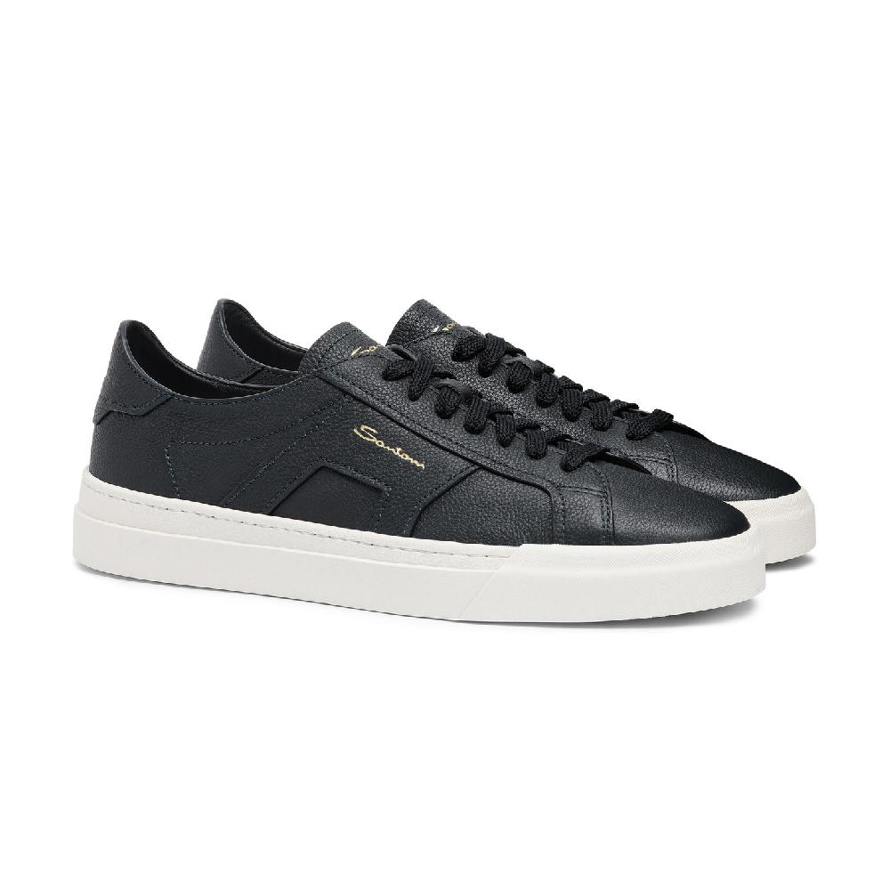 Santoni Double buckle sneaker da uomo in pelle bottalata blu Acquista Ora