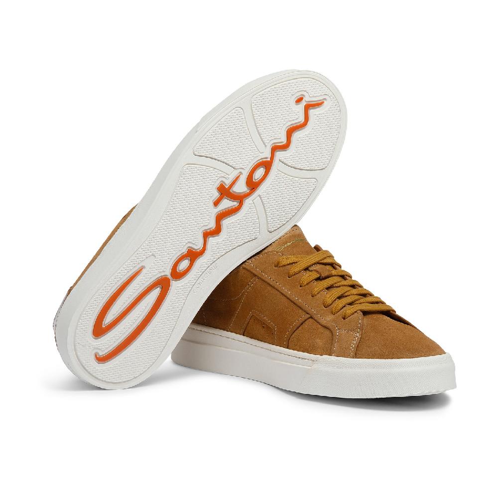 Santoni Double Buckle Sneaker da uomo in suede marrone Consegna Veloce
