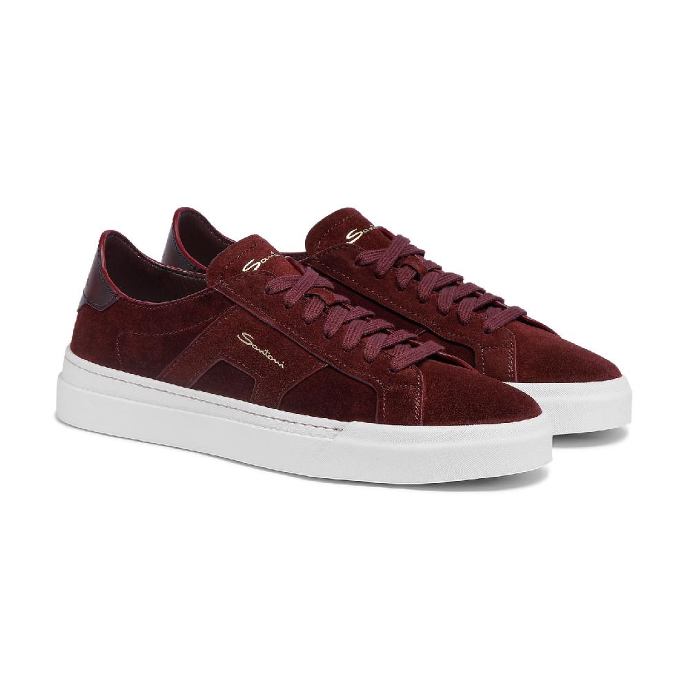 Santoni Double Buckle Sneaker da uomo in suede bordeaux Promozione Limitata