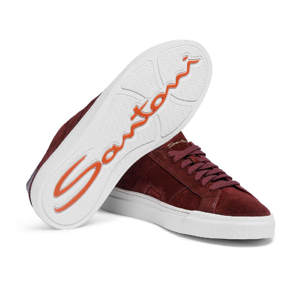 Santoni Double Buckle Sneaker da uomo in suede bordeaux Promozione Limitata